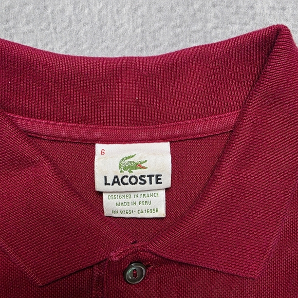 Lacoste Men's Burgundy Polo Shirt Size 6 - Picture 4 of 5